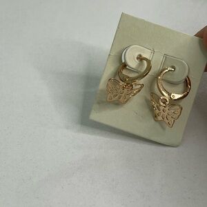Gold Butterfly Hoop Earrings dainty